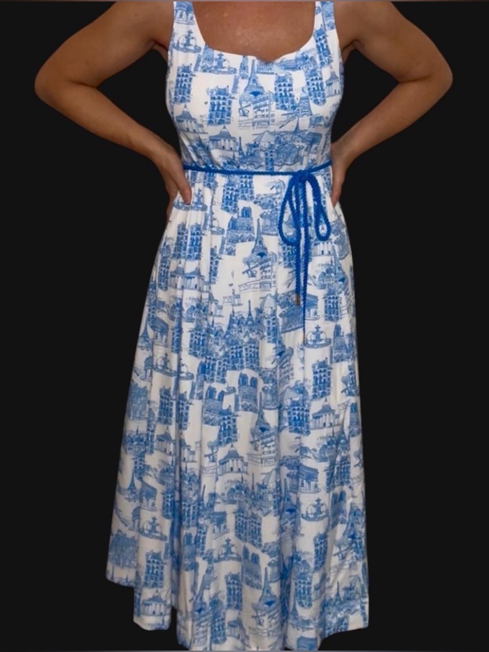 Karl Lagerfeld White and Blue Printed Sleeveless Maxi Dress Size 10 - Picture 4 of 4